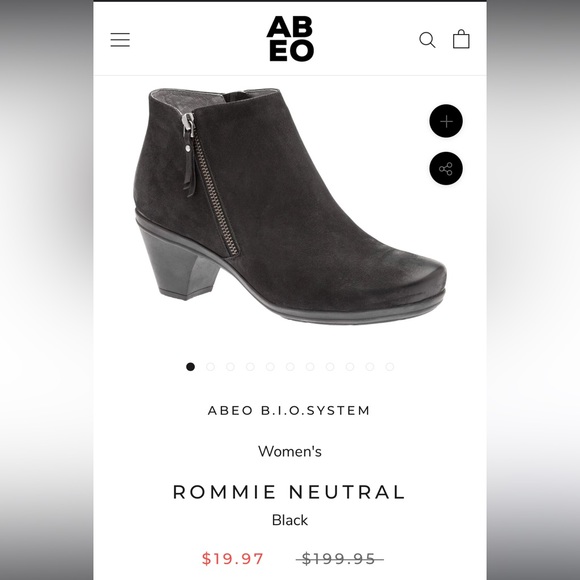 Abeo Rommie Neutral Black Suede Leather Heeled Ankle Booties Woman’s 7N - Picture 15 of 15